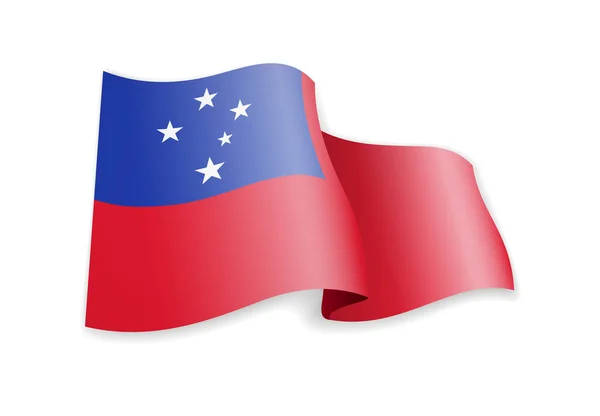 Bandera de Samoa en el viento. Bandera en la ilustración del vector blanco — Archivo Imágenes Vectoriales