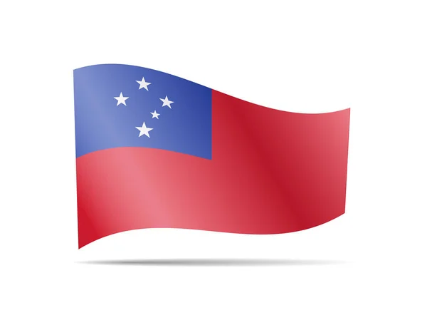 Ondeando la bandera de Samoa en el viento. Bandera en la ilustración del vector blanco — Archivo Imágenes Vectoriales