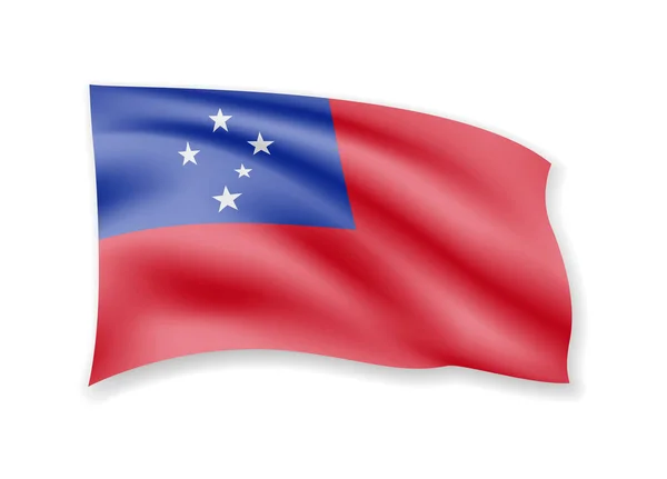 Ondeando la bandera de Samoa en blanco. Bandera en el viento . — Archivo Imágenes Vectoriales