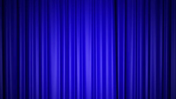 Blue silk curtain on stage. 3D illustration