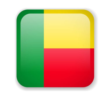Benin bayrağı beyaz bir arka plan parlak kare simgesini