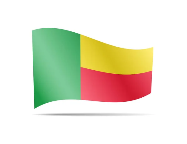 Waving Benin flag in the wind. Flag on white vector illustration — Stock Vector