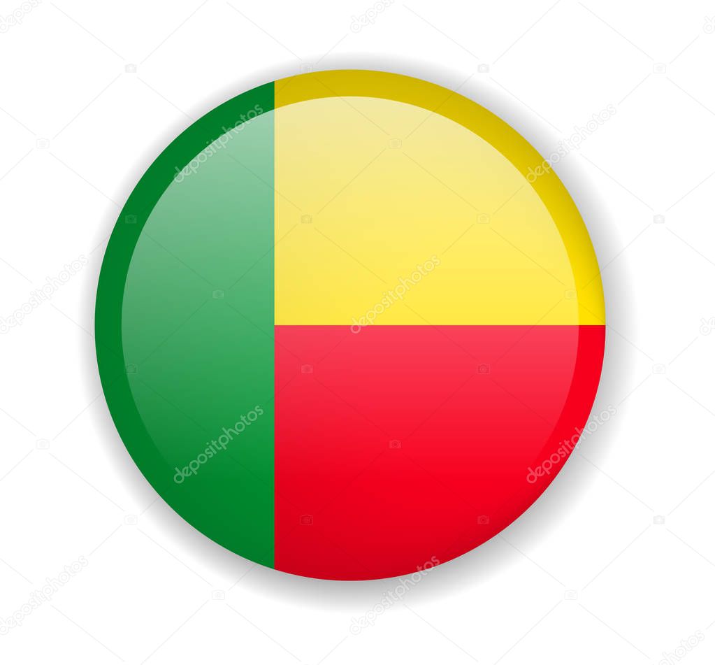 Benin flag round bright icon on a white background
