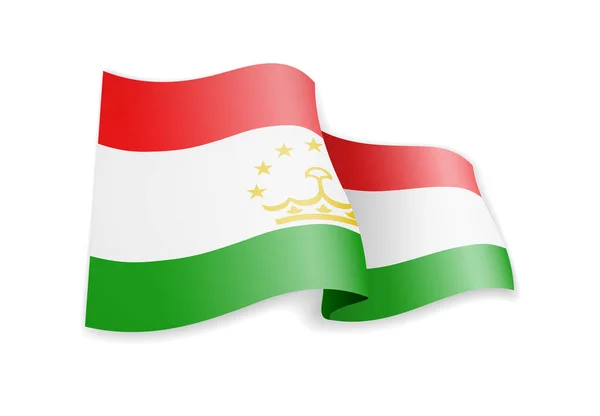 Σημαία του Τατζικιστάν στον άνεμο. Σημαία στην εικονογράφηση διανυσματικά λευκό — Διανυσματικό Αρχείο