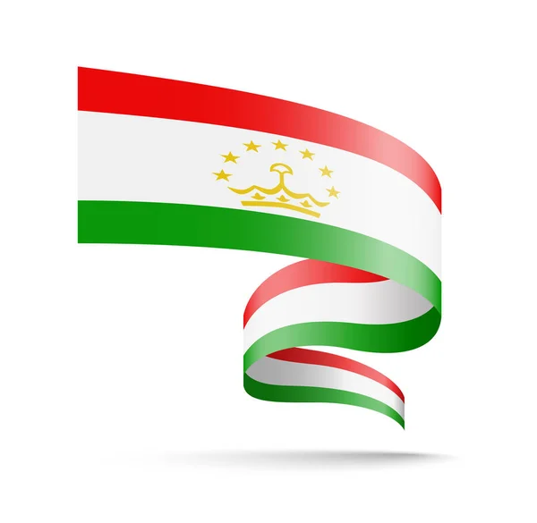 Tajikistan flag in the form of wave ribbon. — Stock Vector