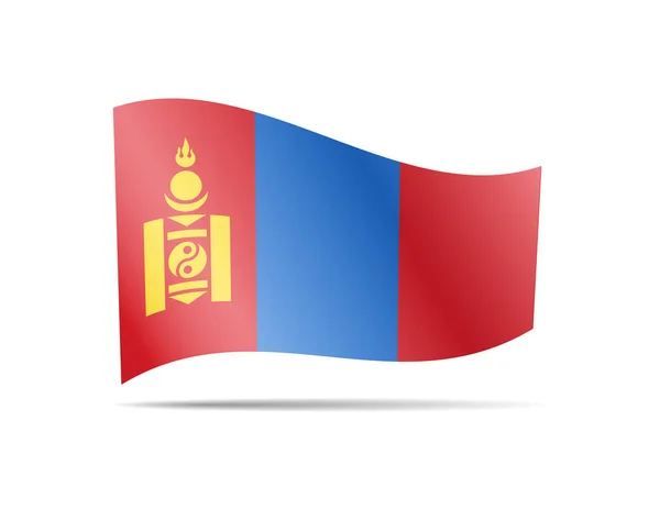 Waving Mongolia flag in the wind. Flag on white vector illustration — Stock Vector