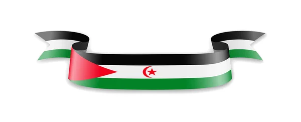 Bandeira da República Democrática Árabe do Sara sob a forma de fita de onda . — Vetor de Stock