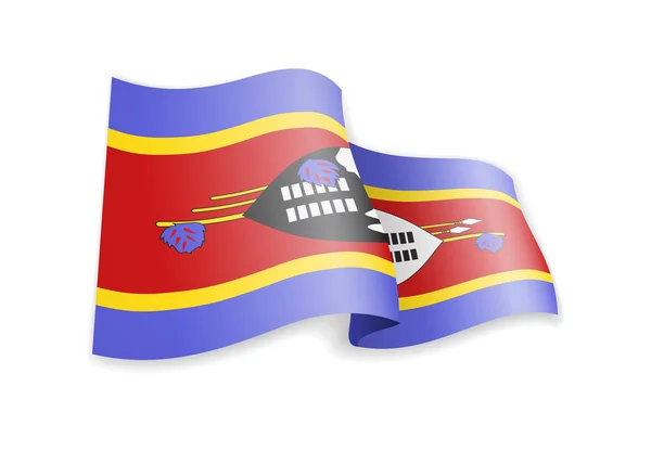 Eswatini bayrak Rüzgar. Beyaz vektör çizim üzerinde bayrak — Stok Vektör