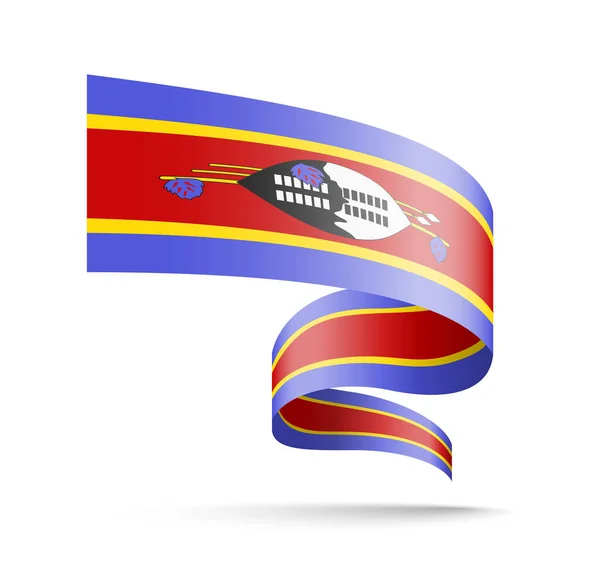 Bandeira de Eswatini na forma de fita de onda . — Vetor de Stock