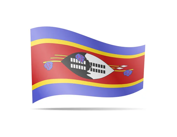 Integetett zászló Eswatini a szél. Zászlót a fehér vektoros illusztráció — Stock Vector