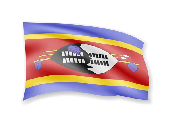 Viftar Eswatini flagga på vitt. Flaggan i vinden. — Stock vektor