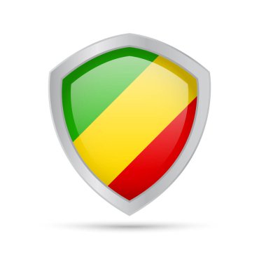 Kongo bayrak beyaz arka plan üzerinde kalkan.