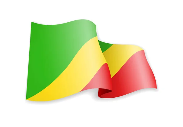Bandera del Congo en el viento. Bandera en la ilustración del vector blanco — Vector de stock