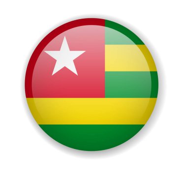 Togo bayrak beyaz bir arka plan üzerinde parlak simge yuvarlak