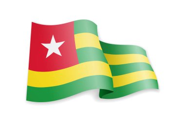 Togo bayrak Rüzgar. Beyaz vektör çizim üzerinde bayrak