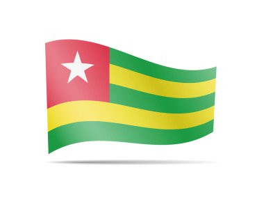 Togo bayrak rüzgarda sallayarak. Beyaz vektör çizim üzerinde bayrak