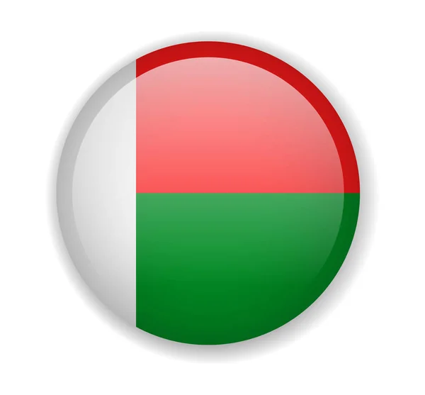 Bandera de Madagascar redonda icono brillante sobre un fondo blanco — Archivo Imágenes Vectoriales