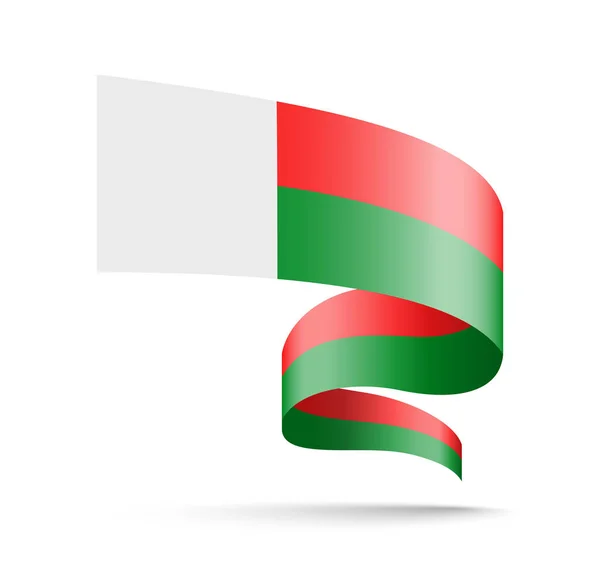 Bandera de Madagascar en forma de cinta ondulatoria . — Archivo Imágenes Vectoriales