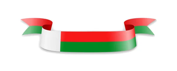 Bandera de Madagascar en forma de cinta ondulatoria . — Archivo Imágenes Vectoriales