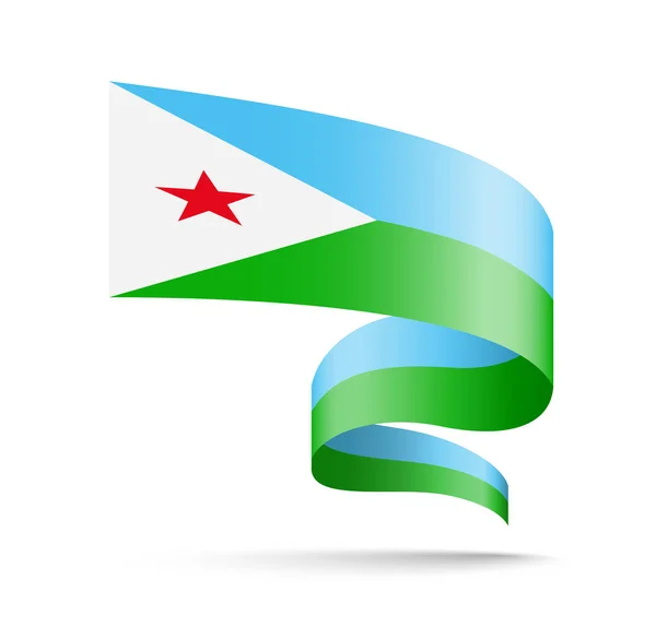 Džibutsko vlajka ve formě vln pásku. — Stockový vektor