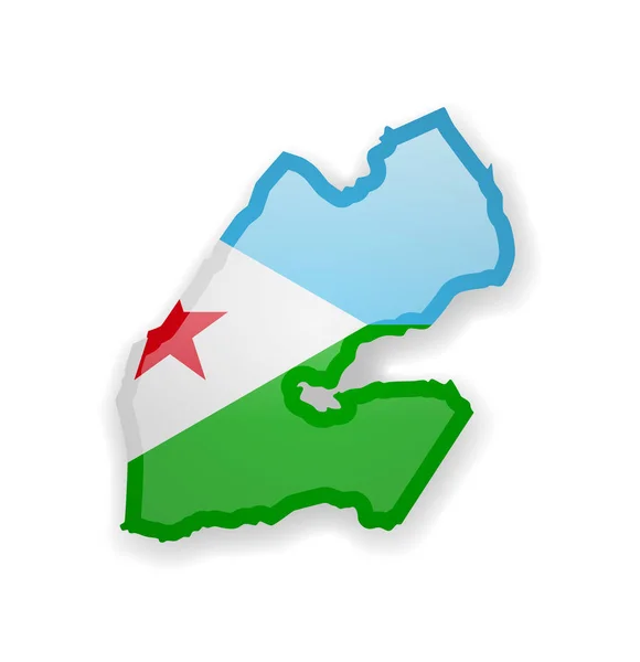 Djiboutis flagga och disposition av landet på en vit bakgrund. — Stock vektor