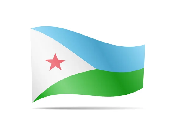 Ondeando la bandera de Djibouti en el viento. Bandera en la ilustración del vector blanco — Vector de stock