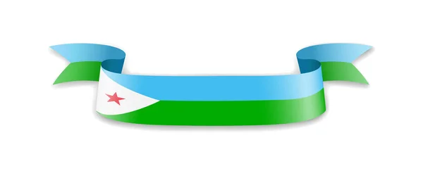 Djibouti flag in the form of wave ribbon. — Stock Vector