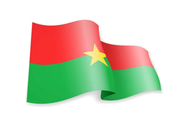 Burkina Faso bayrak Rüzgar. Beyaz vektör çizim üzerinde bayrak — Stok Vektör