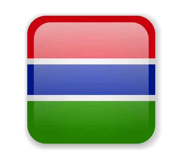 Gambia praporek s jasnou čtvercovou ikonou na bílém pozadí — Stockový vektor
