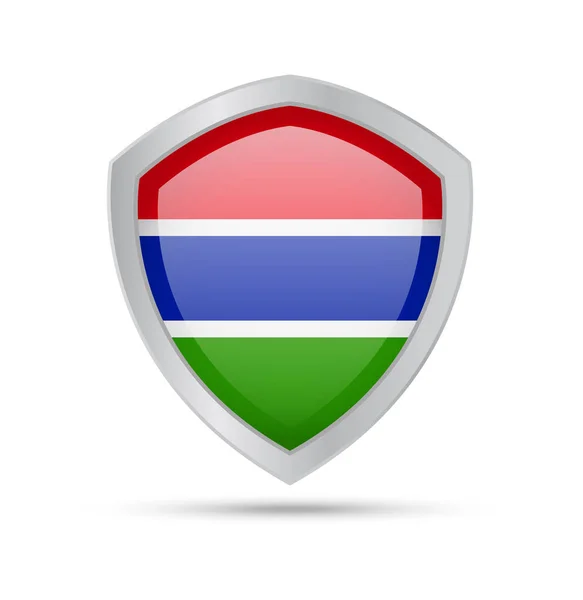 Scudo con bandiera Gambia su sfondo bianco . — Vettoriale Stock