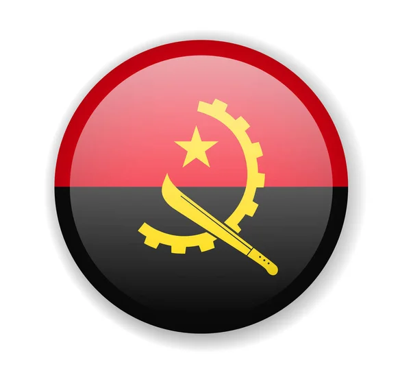 Angola-Flagge rund helles Symbol auf weißem Hintergrund — Stockvektor