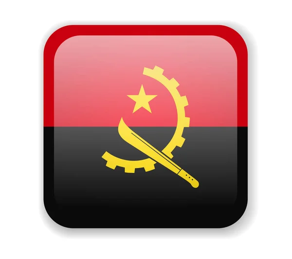 Angola-Flagge helles quadratisches Symbol auf weißem Hintergrund — Stockvektor