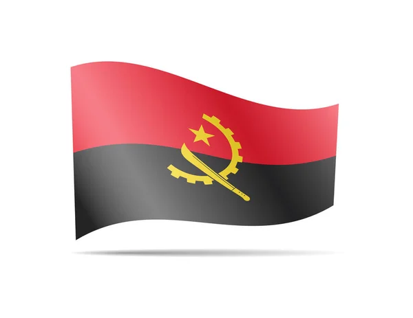 Golvende Angola vlag in de wind. Vlag op witte vector illustratie — Stockvector