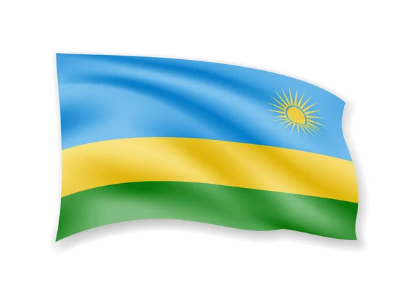 Να κουνάς τη σημαία της Ρουάντα στα άσπρα. Σημαία στον άνεμο. — Διανυσματικό Αρχείο