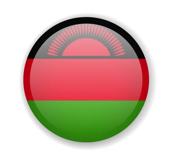 Malawi-Flagge rund helles Symbol auf weißem Hintergrund — Stockvektor