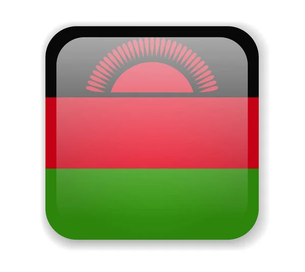 Bandeira do Malawi ícone quadrado brilhante em um fundo branco —  Vetores de Stock
