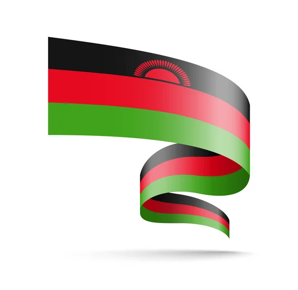 Malawi flaga w postaci wstążki fali. — Wektor stockowy