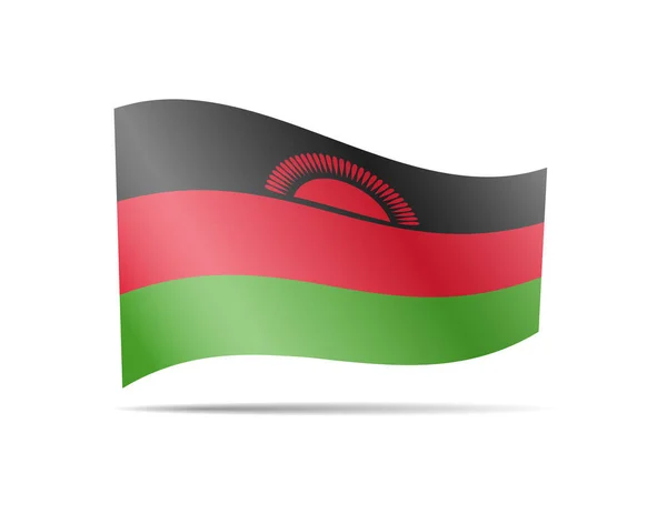 Rüzgarın içinde Malawi bayrağı sallıyor. Beyaz vektör çizim üzerinde bayrak — Stok Vektör