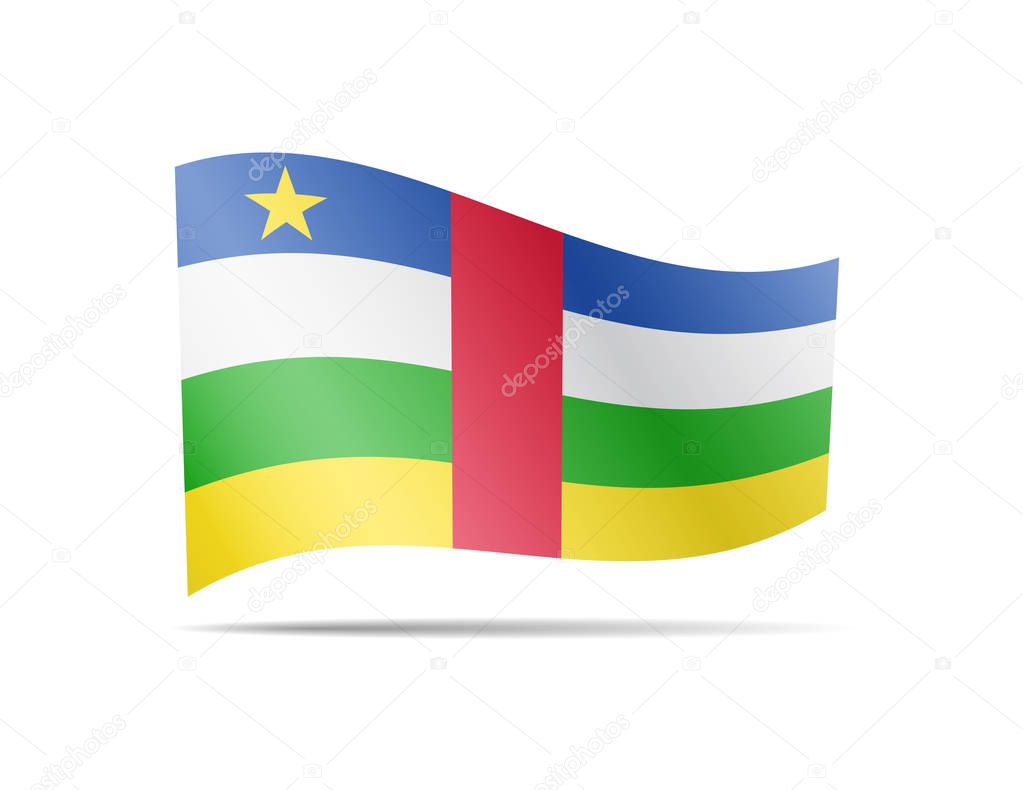 Waving Central African Republic flag in the wind. Flag on white vector illustration