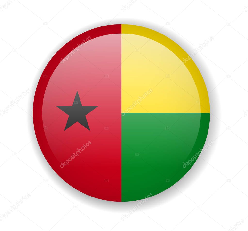 Guinea-Bissau flag. Round bright Icon on a white background