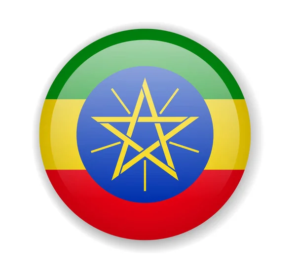 Ethiopia flag round bright icon on a white background — Stock Vector