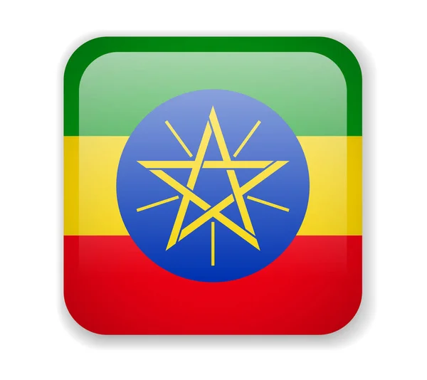 Ethiopia flag bright square icon on a white background — Stock Vector