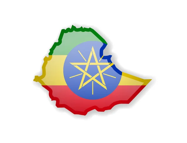 埃塞俄比亚旗子和国家的概述在白色背景. — 图库矢量图片