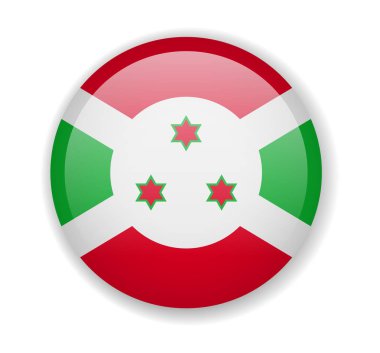 Burundi bayrağı beyaz arka planda yuvarlak parlak simge