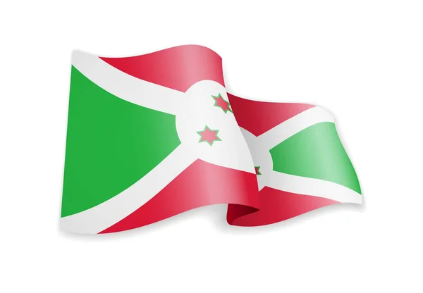 Bandeira do Burundi ao vento. Bandeira na ilustração do vetor branco —  Vetores de Stock