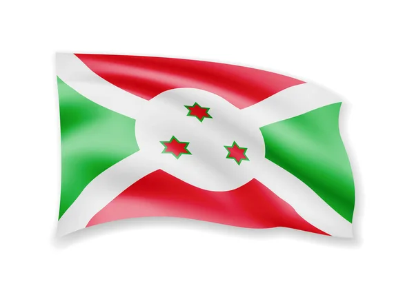 Ondeando la bandera de Burundi en blanco. Bandera en el viento . — Vector de stock