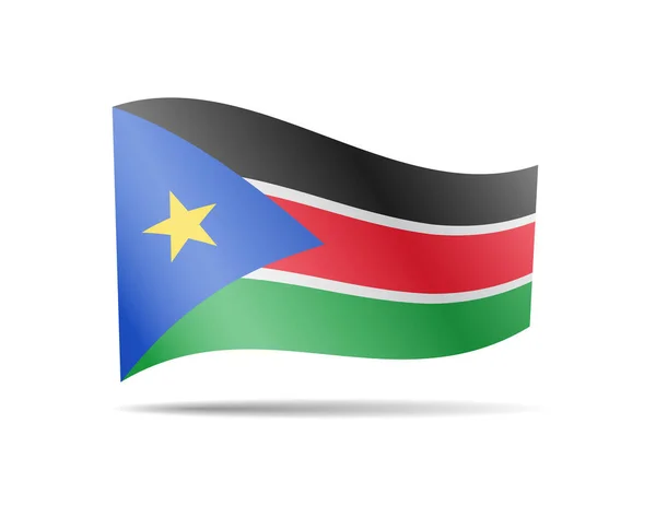 Waving South Sudan flagga i vinden. Flagga på vit vektor illustration — Stock vektor