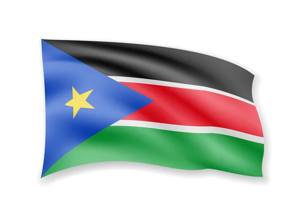 Acenando bandeira do Sudão do Sul em branco. Bandeira ao vento . — Vetor de Stock