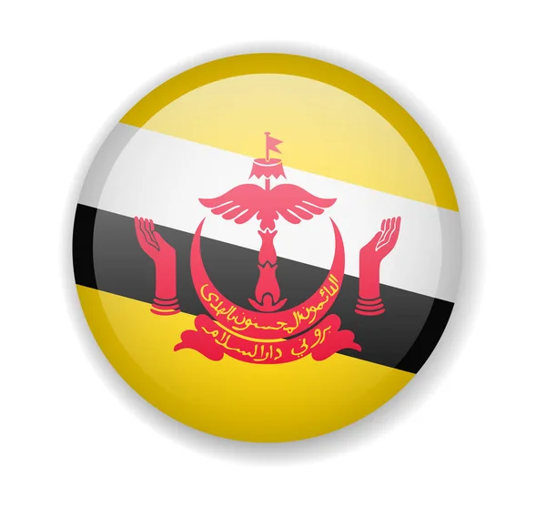 Brunei vlag ronde helder icoon op een witte achtergrond — Stockvector