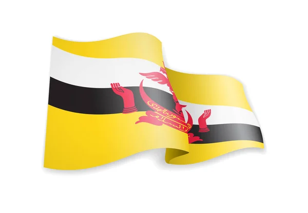 Bandeira Brunei ao vento. Bandeira na ilustração do vetor branco —  Vetores de Stock